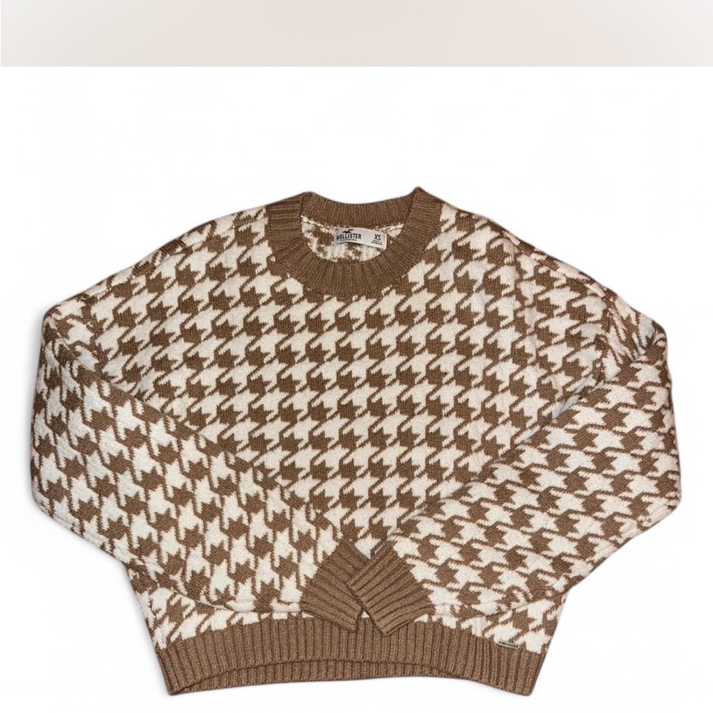 Brown and White Houndstooth Sweater